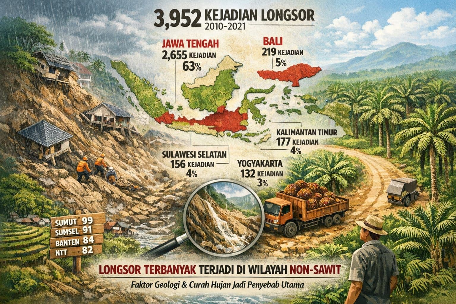 Sering Dituduh Merusak Lingkungan, Faktanya Longsor Lebih Sering Terjadi Daerah di Non-Sawit