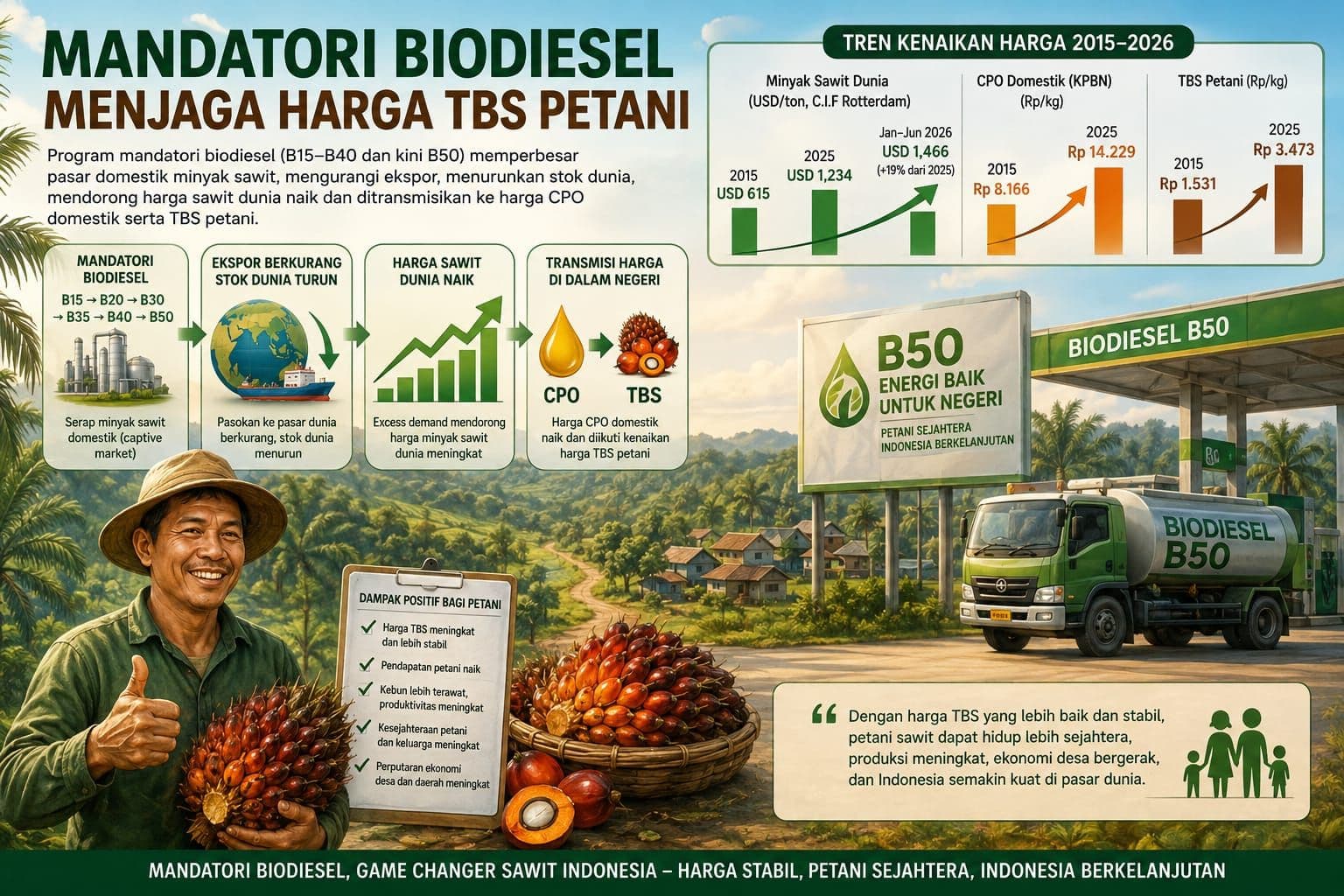 Mandatori Biodiesel Menjaga Harga TBS Petani
