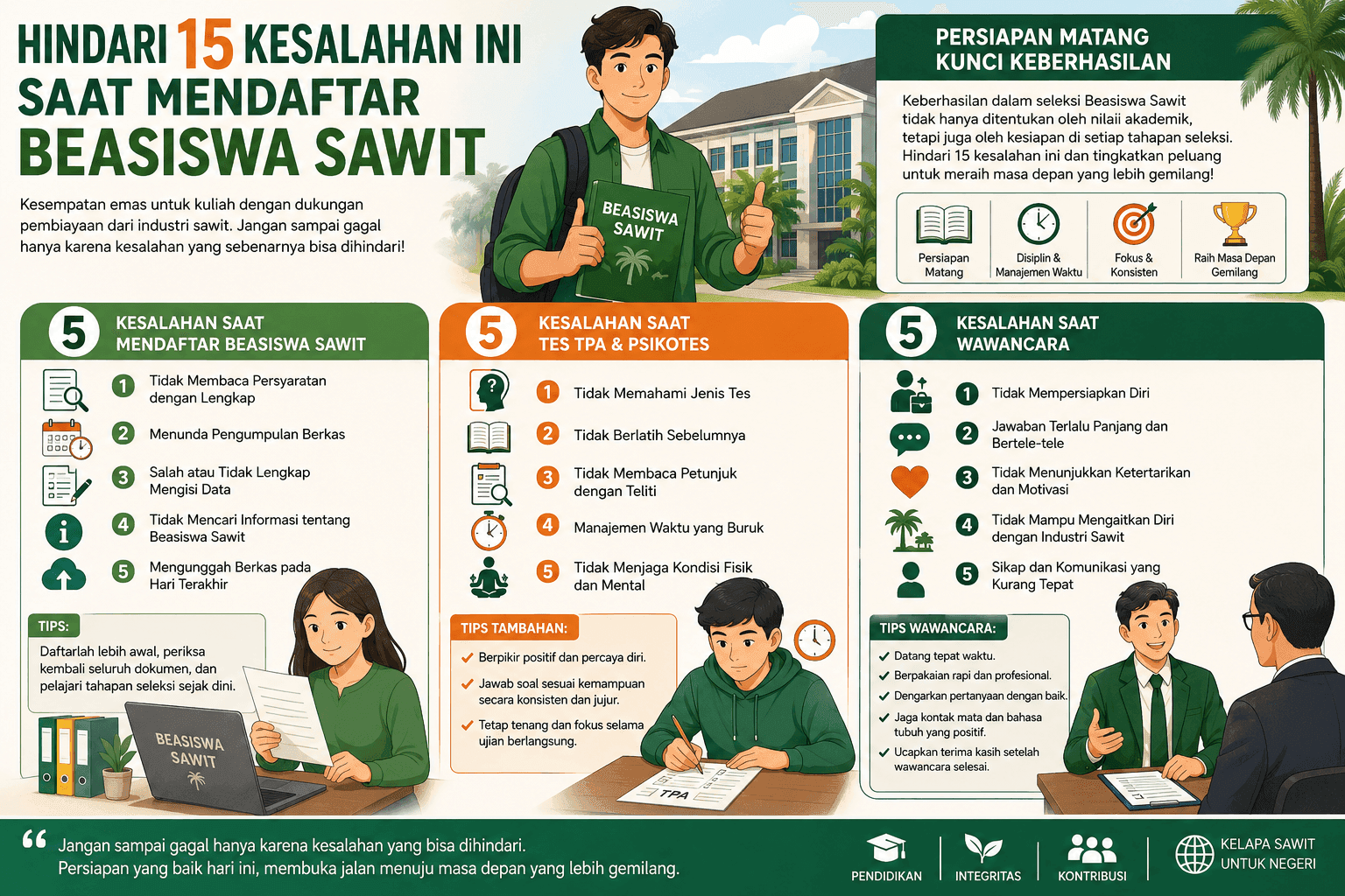 Banyak Peserta Gugur Karena Hal Sepele, Ini 15 Kesalahan Saat Seleksi Beasiswa SDM Sawit