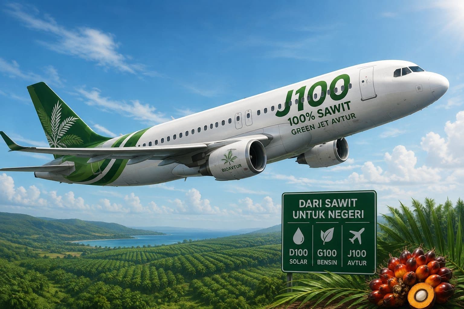 Mengenal J100, Bahan Bakar Pesawat Berbasis 100 Persen Sawit